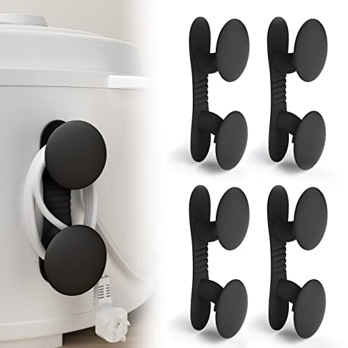 4 Stück Kabel Organizer für Geräte, Kabelhalter Selbstklebend Kabelhalter Kabelorganisator Kabelaufwickler Kabelklemme Pilzform für kleine Küchengeräte, Mixer, Kaffeemaschine, Air Fryer (Schwarz) von AUHSSAN