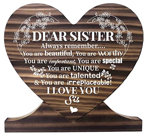 Holzschild mit Aufschrift "Dear Sister Gift", "Always Remember You Are Beautiful", Holzschild, Geschenk, Holzschild, Herz, Herz-Holzschild, "I Love You Sister", Dekor-Schild, Muttertagsgeschenk, von AUII JO DESIGN