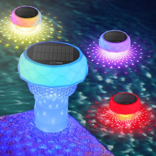AUINSKY Solar Poolbeleuchtung, LED Schwimmende Pool Licht mit Fernbedienung, IP68 Pool Lampen Led Wasserdicht 8 Farbwechsel 42 Beleuchtungsmodi Teichbeleuchtung Solar für Schwimmbad, Party, Garten von AUINSKY