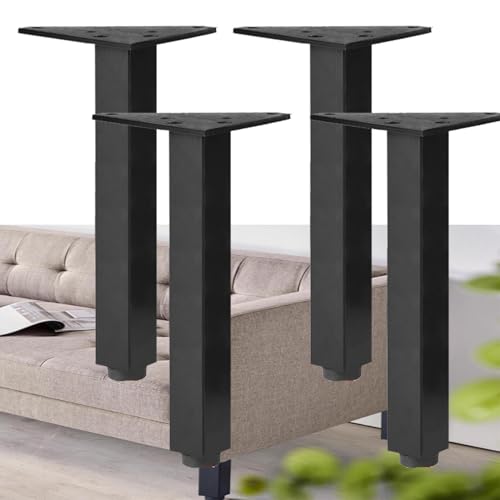AUJLKJOUV 4 Stück Aluminium Möbelfüße Verstellbare Esstisch Tischbeine Eckig Metall für DIY Möbel Sofas Sideboards Nachttische schwarz mit Schrauben von AUJLKJOUV