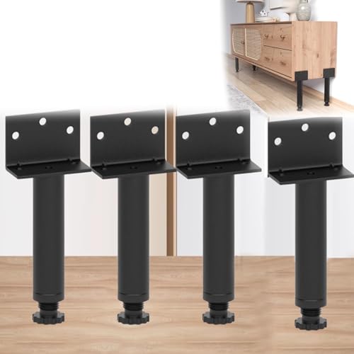AUJLKJOUV 4 Stück Ersatz Metall Möbelfüße Schwarz,Dreieck Schrankfüsse Sofafüße Tischbein Möbelbeine aus Stahl für Stühle, Schrank, Sofa, Nachttisch Füsse (35CM) von AUJLKJOUV