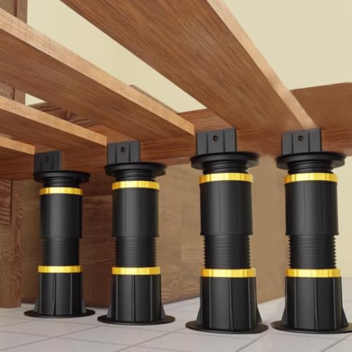 AUJLKJOUV 4 Stück Höhenverstellbare Möbelfüße Bettfüße Schwarz Verstärkte Mittelstützen & Lattenrost Beine Ersatzfüße für Lattenrostgestell DIY Möbelunterstützung (29.5-50CM) von AUJLKJOUV