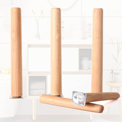 AUJLKJOUV 4 Stück Holz Tischbeine Konisch Möbelbeine Ersatz, Robuste Möbelbeine Rund Möbelfüße Sofafüße für Sofa Tisch Stuhl Teeschrank mit Montageplatte (35CM) von AUJLKJOUV
