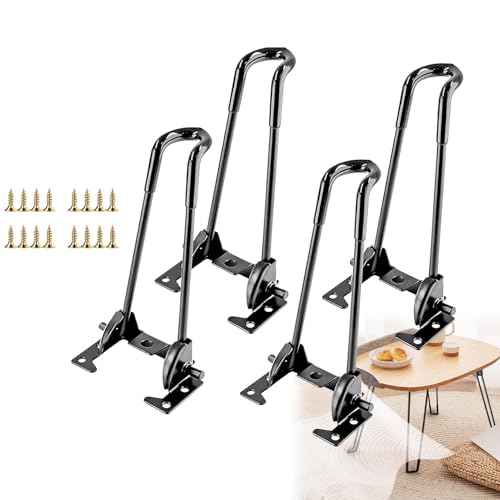 AUJLKJOUV 4 Stück Metallische Haarnadelbeine,Schwarz Klappbare Tischbeine,Klapptischbeine für DIY Klappcamping Tisch Tragbar für Couchtisch,Picknick im Freien,DIY-Möbel (7mm/20cm) von AUJLKJOUV