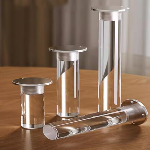 AUJLKJOUV 4 Stück Möbelfüße Höhenverstellbar Transparente Acryl Möbelbeine Verstellbare,DIY Füße für Möbel Bettfüße für Sofa,Nachttisch,Schrank,Couchtisch (10CM) von AUJLKJOUV