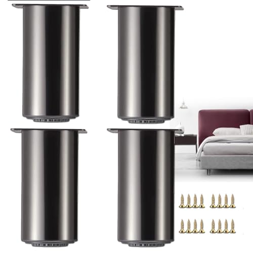 AUJLKJOUV 4 Stück Runde Möbelfüsse Metall,Möbelbeine,Verstellbar Möbelfüße Schrankfüsse mit rutschfeste Gummibasis Sofafüße für TV-Schrank Couch füße Bett (3cm) von AUJLKJOUV