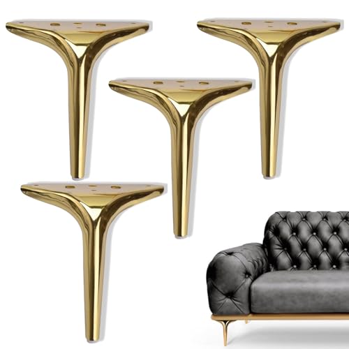 AUJLKJOUV 4 Stück Tischbeine aus Stahl Gold Modern Dreieckige Möbelfüße für Couchtische, Schränke & DIY-Möbel Verstärktes Design, Einfache Montage Beine Ersatz Schrankbeine (12CM) von AUJLKJOUV