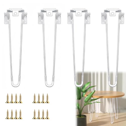 AUJLKJOUV 4 Stück Weiß Klappbare Tischbeine,Metallische Haarnadelbeine,Klapptischbeine für DIY Klappcamping Tisch Tragbar für Couchtisch,Picknick im Freien,DIY-Möbel (7mm/20cm) von AUJLKJOUV