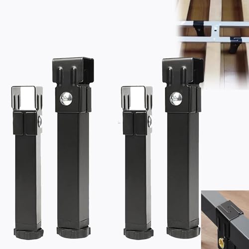 AUJLKJOUV 4 Stück verstellbare Möbelfüße schwarz Metall Bettgestell Stützfüße Bettbein Ersatzfüße Lattenrost Füße Bett stützbeine für metallmöbel DIY (Schwarz,3x3cm,17cm(6.6in)) von AUJLKJOUV