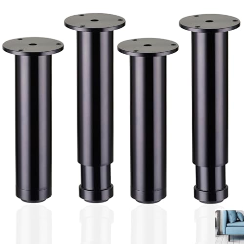 AUJLKJOUV Möbelbeine 4 Stück verstellbar Tischbeine Metall Schwarz Bettfüße für TV-Möbel, Sofa Füße Möbelerhöhung Schrankfüsse für Kleiderschrank Mit Schrauben von AUJLKJOUV