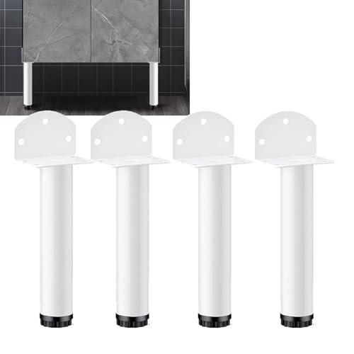 AUJLKJOUV Weiß Sofa Tischbeine aus Stahl,Ersatzfüße höhenverstellbar für unebene Böden für Tischplatte TV-Möbel Füße 2 Stück von AUJLKJOUV