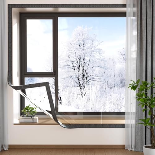 DIY Kälteschutzfolie,Isolierfolie Kälteschutz,Isolierte Fensterfolie Wetterschutz-Fenster-Isolations-Kits,Transparente Plane mit Klebeband von AUJLKJOUV