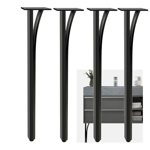 Höhenverstellbare Möbelfüße aus Metall Schrankbeine für TV-Schrank, Bett, Sofa & Couchtisch Tischbeine zum Erhöhen, und Stabilisieren 4 Stück Schwarz von AUJLKJOUV