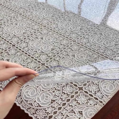 Transparente Quadratische 2mm PVC Tischdecke Weiche,Tischfolie für Küche, Esszimmer & Wohnzimmer Rutschfester Möbelschutz,Wasserfest, Wiederverwendbar von AUJLKJOUV