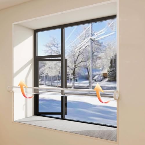 Wärmeschutzvorhang,Kälteschutzfolie Fenster-Isolierfolie mit Klebeband,Kälteschutz und Wärmeschutz im Winter Fensterabdeckungen um Kälte draußen zu halten von AUJLKJOUV