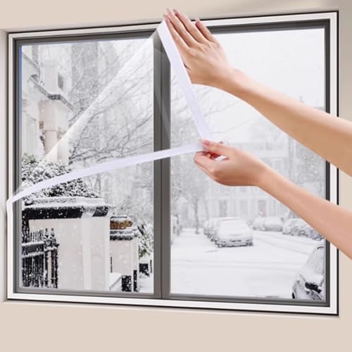 Winter-Fensterabdichtung Set,transparente Thermofolie zur Zugluftisolierung bei Altbaufenstern,wasserdicht und schneedicht,anpassbar Fensterisolierfolie von AUJLKJOUV