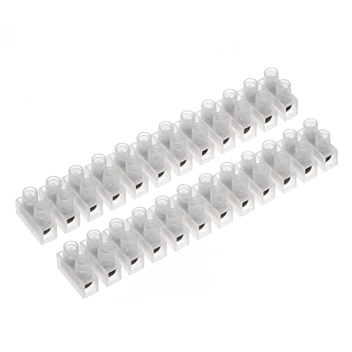 AUKENIEN 10A Transparent Lüsterklemmen 10 Ampere Lüsterklemme Weiß Schraubklemme Drahtklemme 12 Polige Lüsterklemmleiste Zweireihig von AUKENIEN