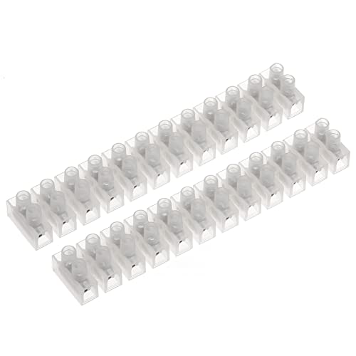 AUKENIEN 15A / 16A Transparent Lüsterklemmen 15/16 Ampere Lüsterklemme Weiß Schraubklemme Drahtklemme 12 Polige Lüsterklemmleiste Zweireihig von AUKENIEN