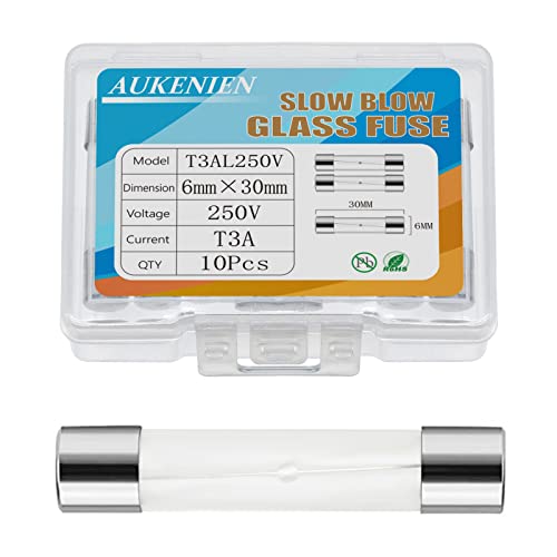 AUKENIEN 3A 3 Ampere 250V Träge Glassicherung 6x30MM T3A Sicherungen Glasrohrsicherung Feinsicherung Traege Glas Sicherung von AUKENIEN