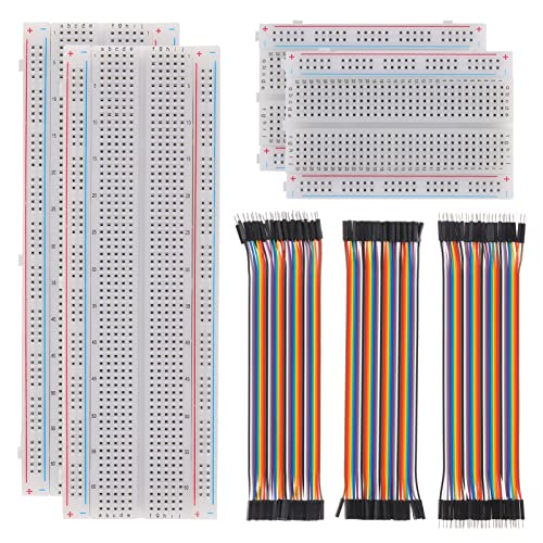 AUKENIEN Breadboard Jumper Wire Kit 400 830 Tie-Points Steckplatine MB102 Steckbrett und 20cm Female zu Female Male zu Female Male zu Male Jump Wire Kabel für Arduino Raspberry Pi 2/3 von AUKENIEN