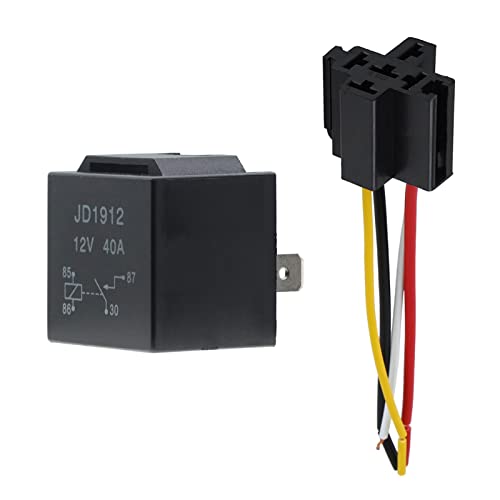 AUKENIEN Relais 12V 40A SPST 4 Pin 12 Volt KFZ Auto Motor Car Relay Schaltrelais mit Drähte Umschalt Relais JD1912 Pack of 1 von AUKENIEN