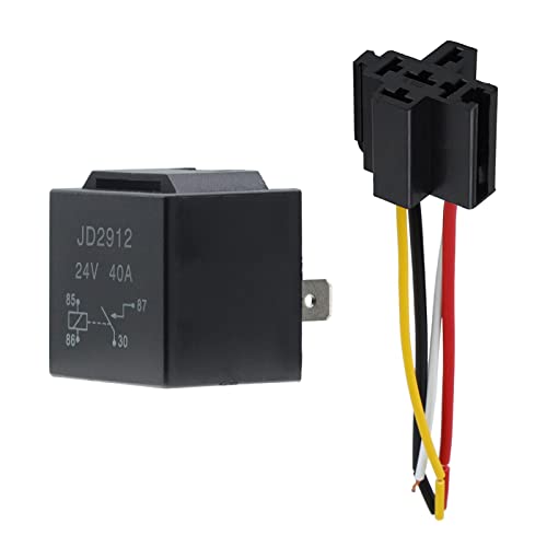 AUKENIEN Relais 24V SPST 4 Polig 24 Volt 40A KFZ Auto Motor Car Relay Schaltrelais mit Drähte Umschalt relais JD2912 Pack of 1 von AUKENIEN