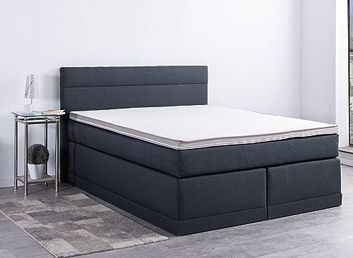 AUKONA Boxspringbett Hanna 120x200, Anthrazit H3, 7 Zonen Taschenfederkern-Matratze, H2 H3 H4, Komfortschaum-Topper, Lieferung und Aufbau kostenlos von AUKONA