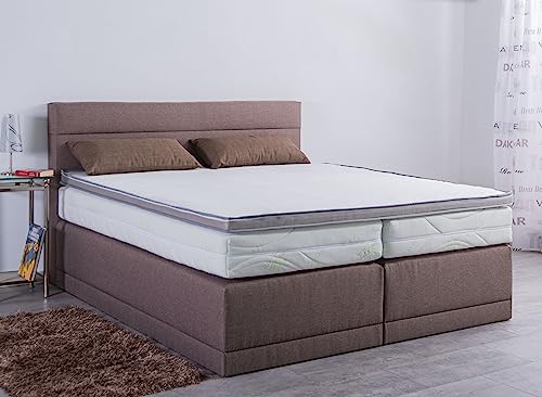 AUKONA Boxspringbett Hanna 120x200, Braun H3, 7 Zonen Taschenfederkern-Matratze, H2 H3 H4, Komfortschaum-Topper, Lieferung und Aufbau kostenlos von AUKONA
