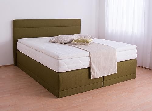 AUKONA Boxspringbett Hanna 120x200, Grün H3, 7 Zonen Taschenfederkern-Matratze, H2 H3 H4, Komfortschaum-Topper, Lieferung und Aufbau kostenlos von AUKONA