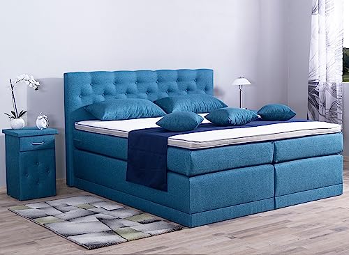 AUKONA Boxspringbett Helena 140x200, Blau H3, 7 Zonen Taschenfederkern-Matratze, H2 H3 H4, Komfortschaum-Topper, Lieferung und Aufbau kostenlos AUKONA Boxspringbett Helena 140x200, Blau H3, 7 Zonen Taschenfederkern-Matratze, H2 H3 H4, Komfortschaum-Topper, Lieferung und Aufbau kostenlos von AUKONA