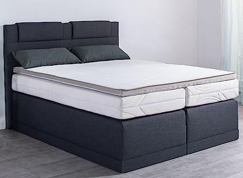 AUKONA Boxspringbett Piano 120x200, Grau H4, 7 Zonen Taschenfederkern-Matratze, H2 H3 H4, Komfortschaum-Topper, Lieferung und Aufbau kostenlos von AUKONA