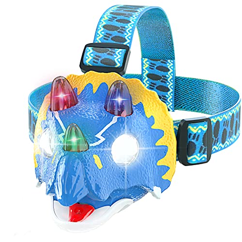 AUKSKY LED-Stirnlampe für Kinder, Outdoor-Spielzeug-Stirnlampe, Taschenlampe für Jungen/Mädchen, Brüllen/Stumm-Modus, Stirnlampen für Camping, Lesen, Weihnachtsgeschenke, Strumpffüller-Partys von AUKSKY