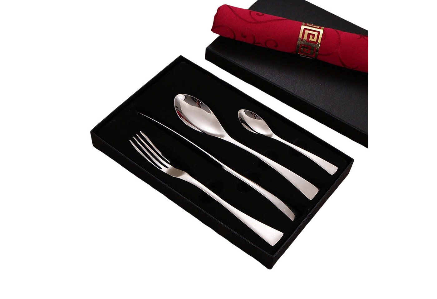 AUKUU Besteck-Set Besteckset Besteckset aus Edelstahl Steakmesser vier Hauptteile, gl?nzender L?ffel Abalone Gabel Café Rührl?ffel von AUKUU