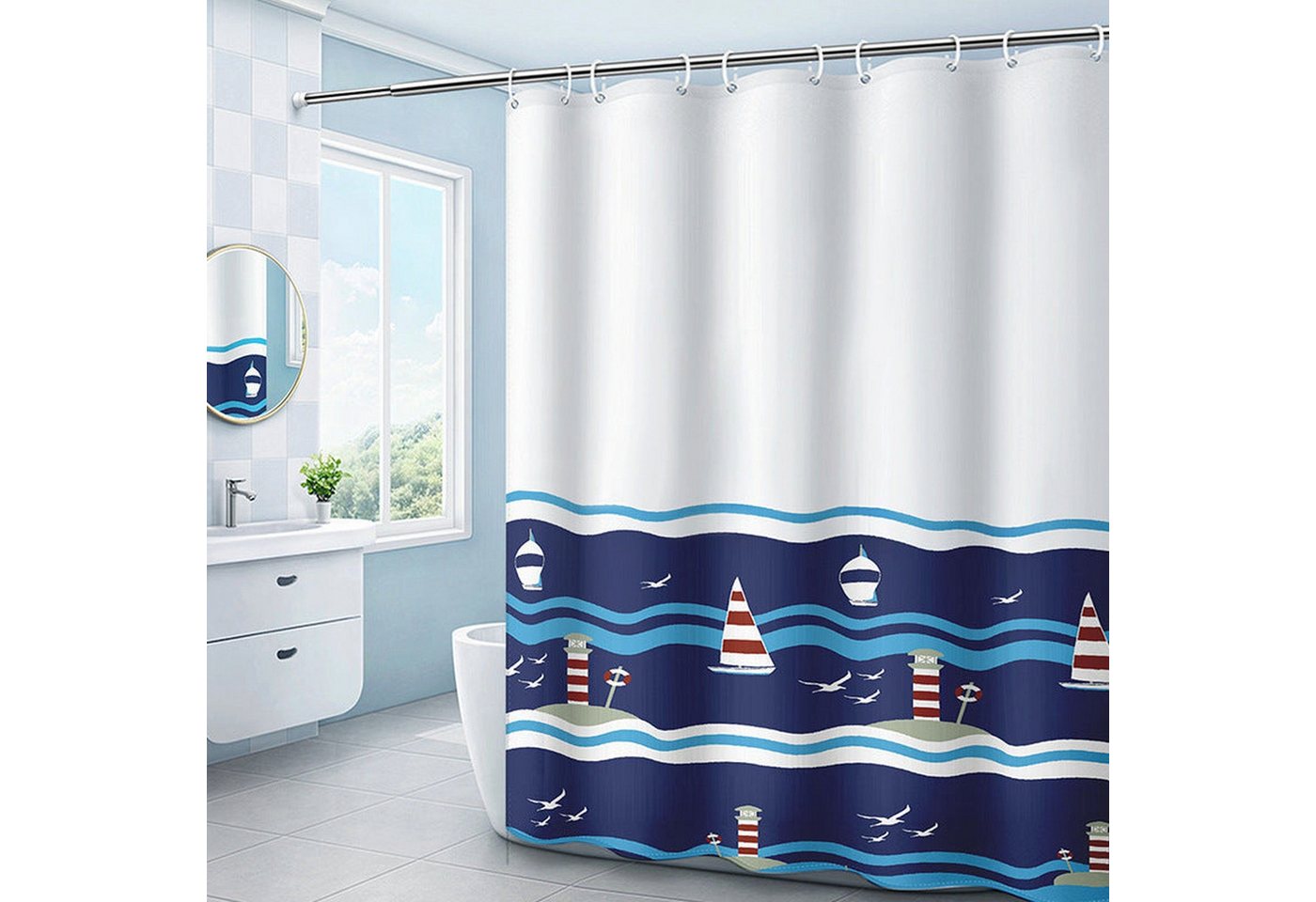 AUKUU Duschvorhang Wasserdichtes Wasserdichtes Duschvorhang Set verdickter, Polyester Duschvorhang Badezimmervorhang von AUKUU