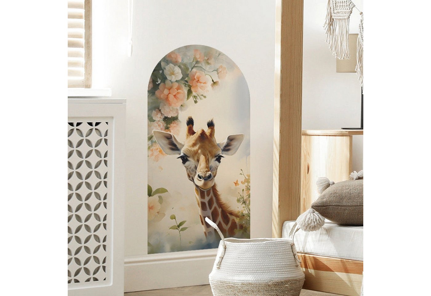 AUKUU Wanddekoobjekt Blumen Blumen Giraffe Bogen Schlafzimmer Wohnzimmer Eingang, Heimdekoration Wandaufkleber selbstklebend von AUKUU