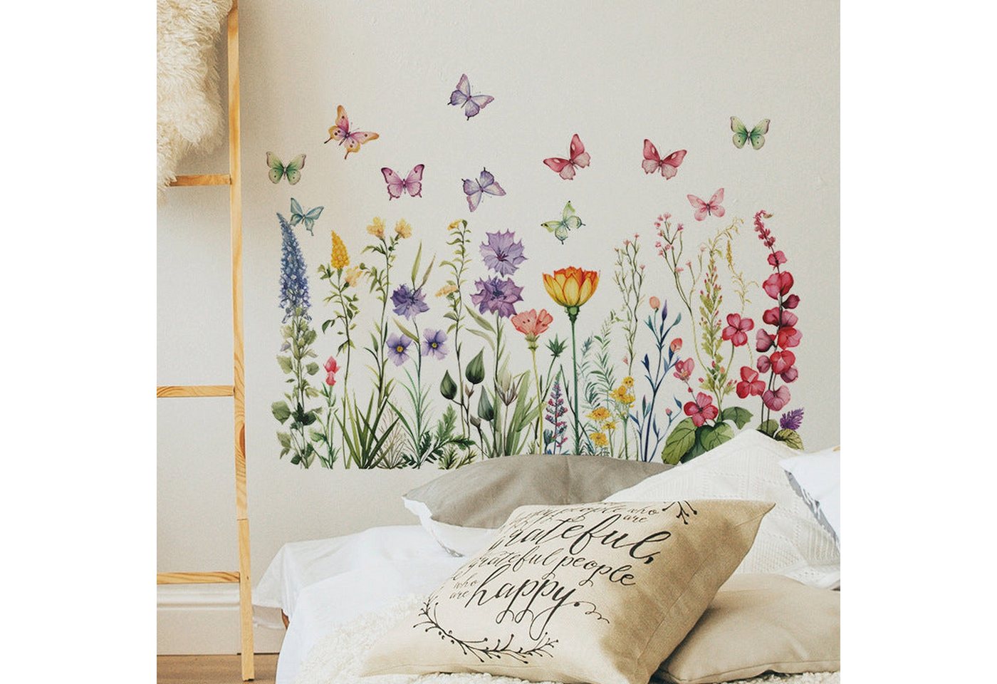 AUKUU Wanddekoobjekt Romantische Romantische Blumen und Schmetterlinge Wohnzimmer, Hintergrund Schlafzimmer Schlafsaal Eingang Heimdekoration von AUKUU