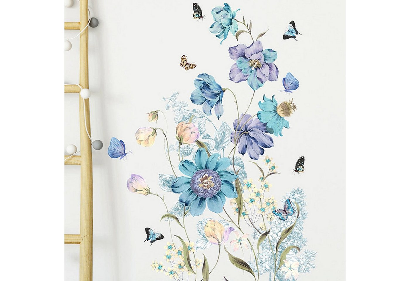 AUKUU Wanddekoobjekt Romantischer Romantischer Blumen Schmetterling Wohnzimmer, Schlafzimmer Eingang Heimdekoration Wandaufkleber selbstklebend von AUKUU