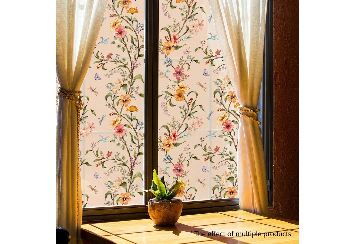 AUKUU Wandtattoo 45*150cm Einfacher Retro Blumenranken Sonnenschutz, Fensterglas elektrostatischer Aufkleber Heimdekorationsaufkleber von AUKUU