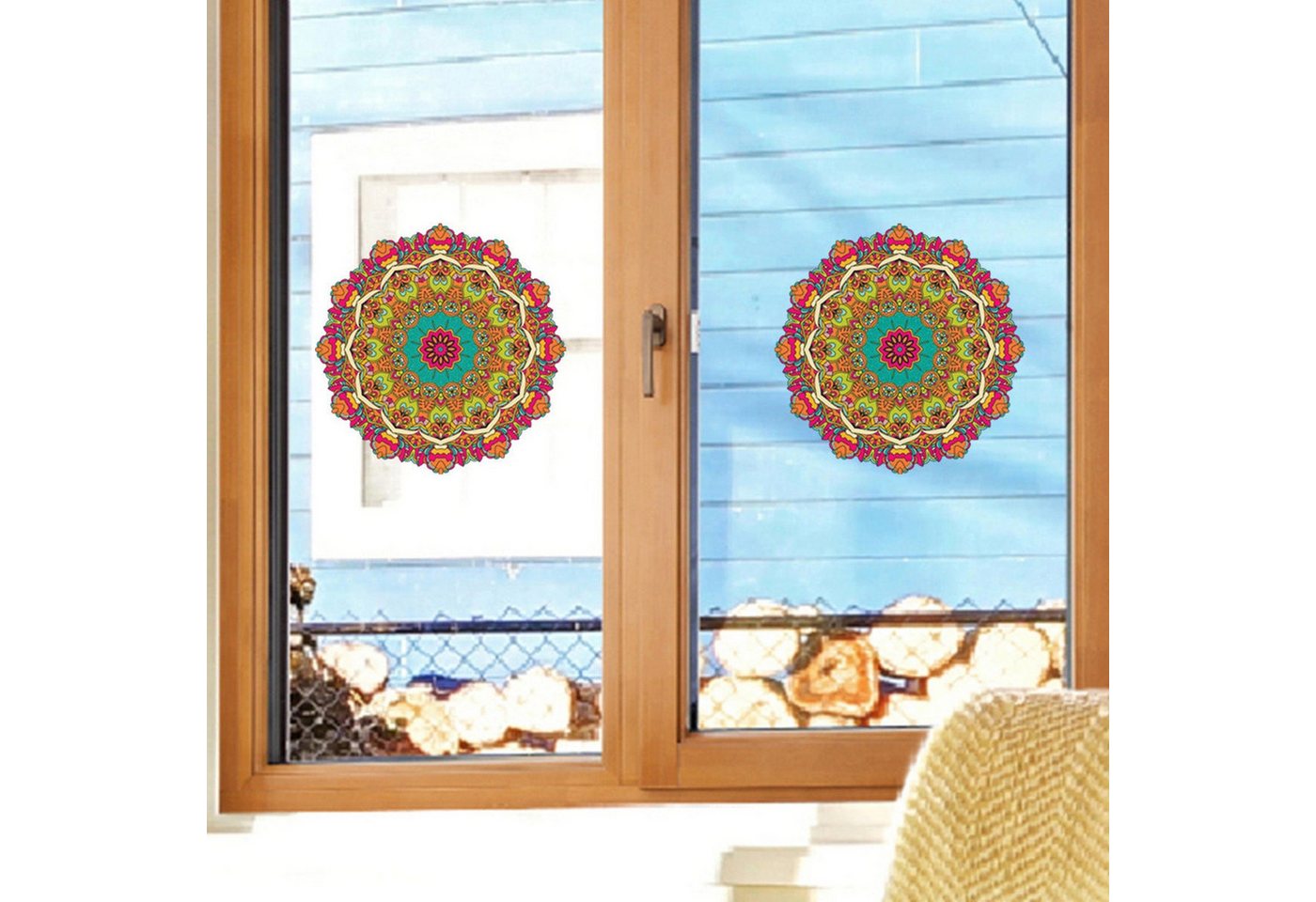 AUKUU Wandtattoo 18*18cm Mandala Fenster Glas elektrostatische, Wandaufkleber Fenster doppelseitige visuelle dekorative von AUKUU