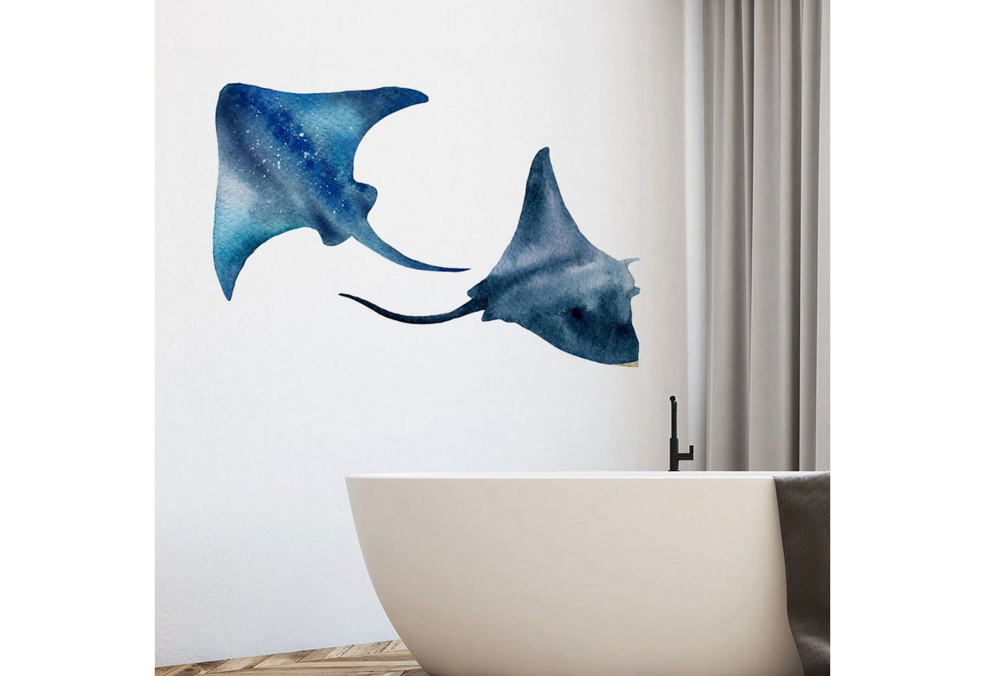 AUKUU Wandtattoo 30x45cm Manta Fisch Wandaufkleber Meerestier Aufkleber, Badezimmer Schlafzimmer Dekorationsaufkleber von AUKUU