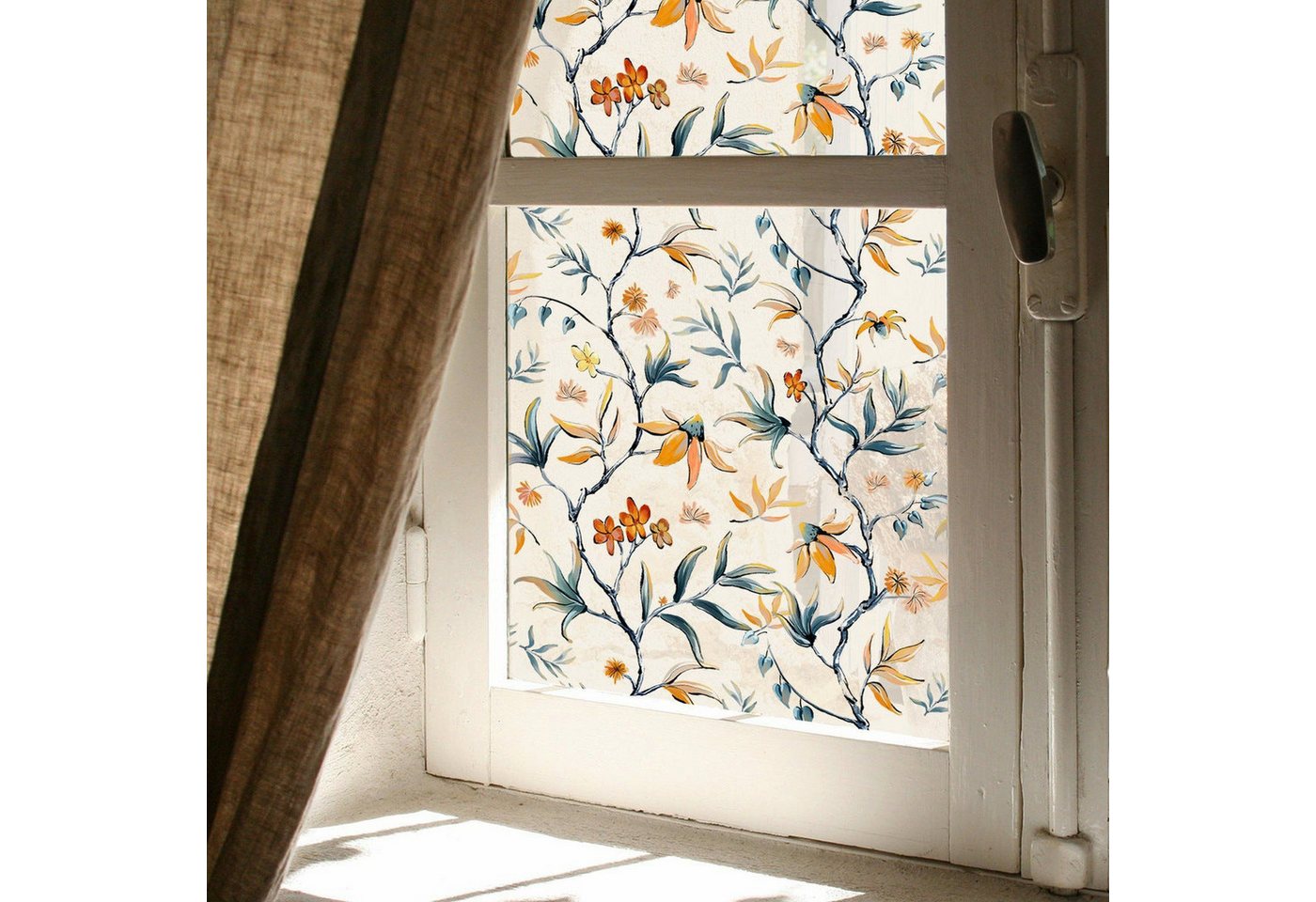 AUKUU Wandtattoo 45*150cm Retro Rebe gelbe Blume Sonnenschirm Glas, Schaufensteraufkleber Zuhause Schlafzimmer Fensteraufkleber von AUKUU