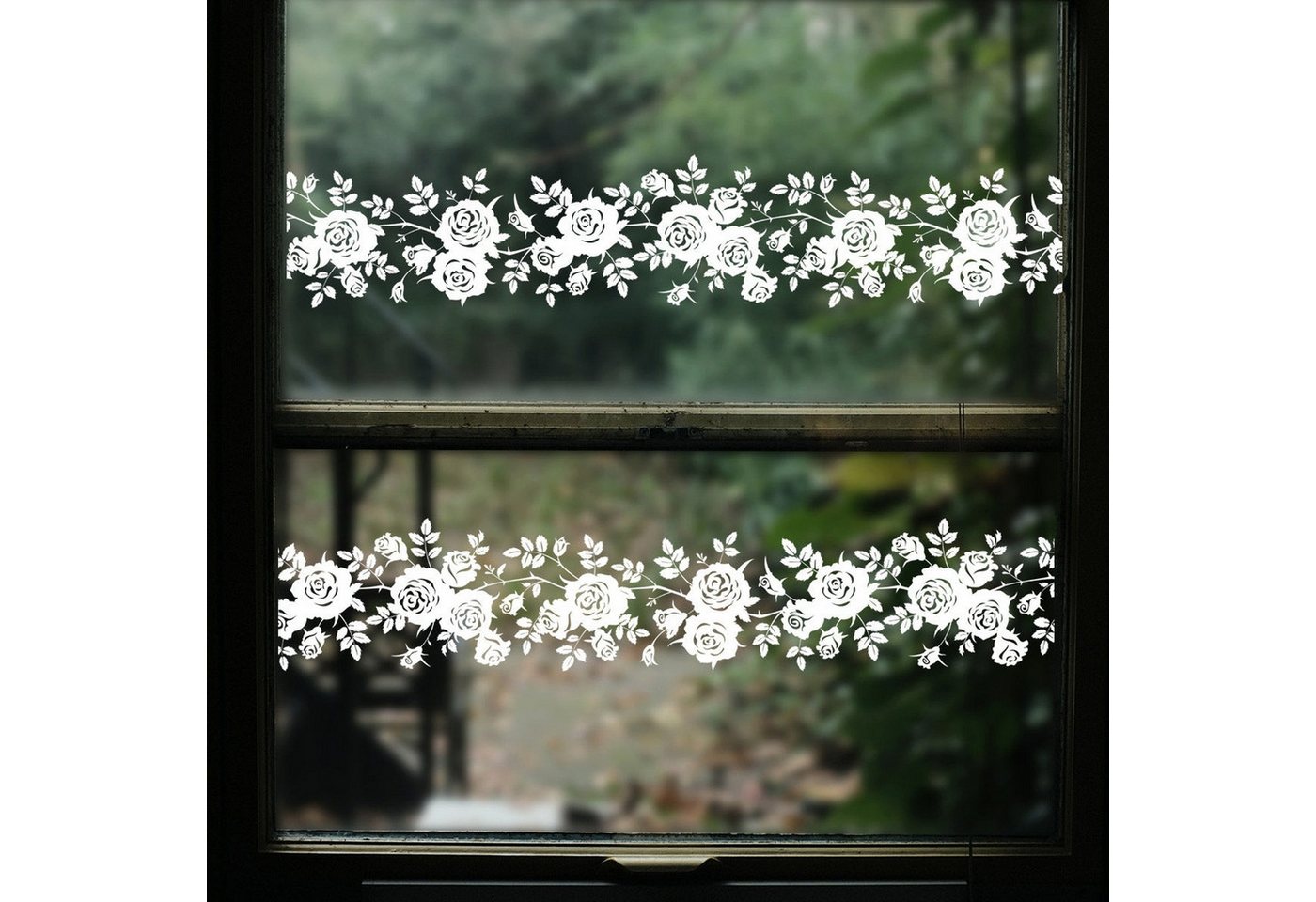 AUKUU Wandtattoo 11*50cm Satz weiße Blumenreben Wandaufkleber, elektrostatische Glasaufkleber2Doppelseitige visuelle dekorative von AUKUU