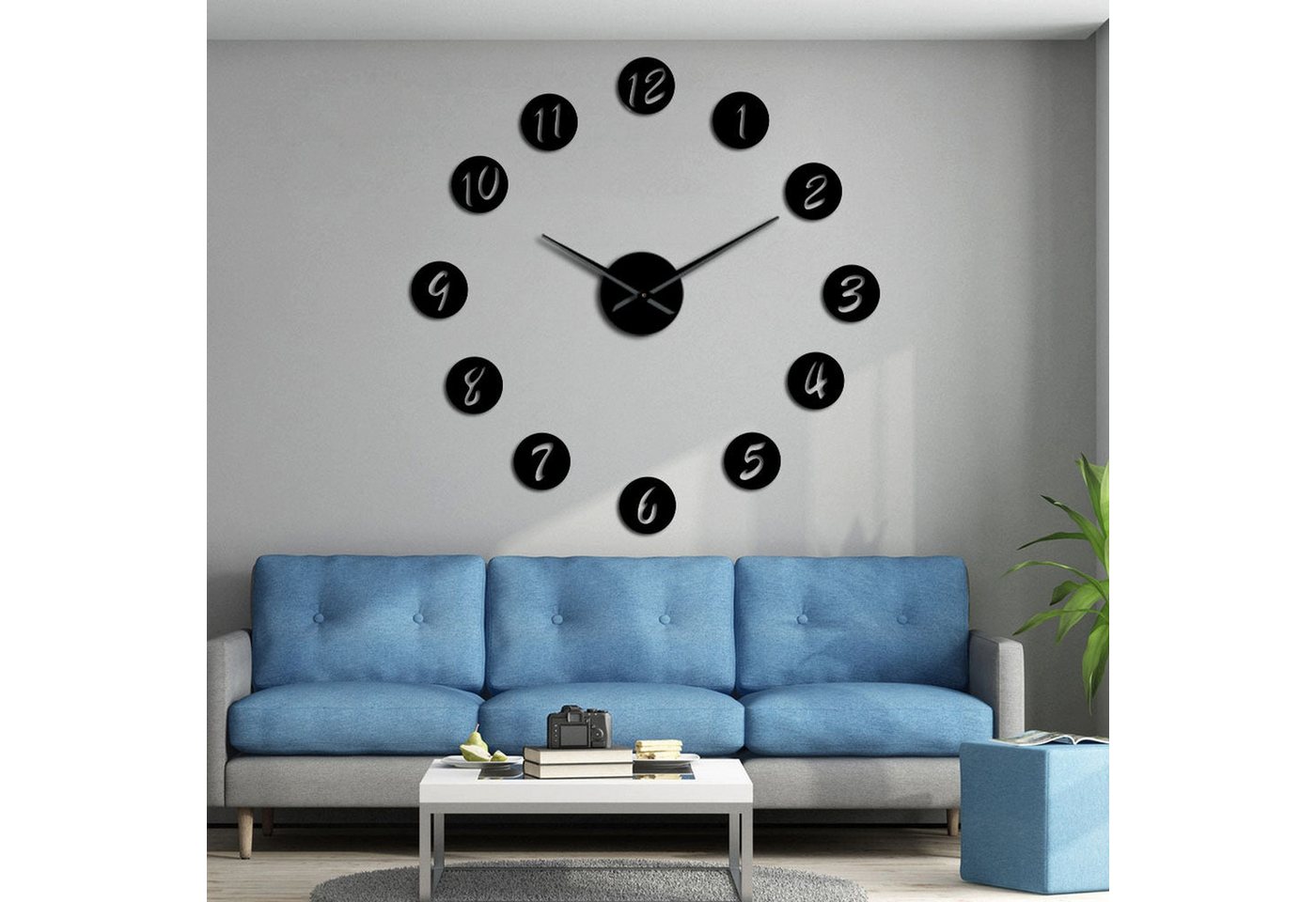 AUKUU Wanduhr modern3dWanduhr modern3dWanduhr Kreis Zahlen Spiegel Aufkleber (Home Office Dekoration diyGroße leise Wanduhr) von AUKUU