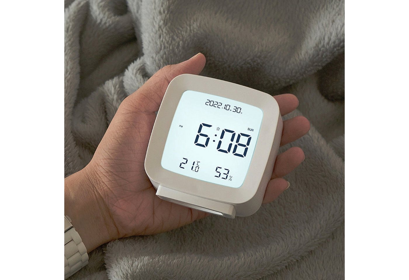 AUKUU Wecker Einfache Einfache Uhr kompakter und praktischer Wecker Nachttischuhr Temperatur und Luftfeuchtigkeitsuhr LCD Uhr von AUKUU