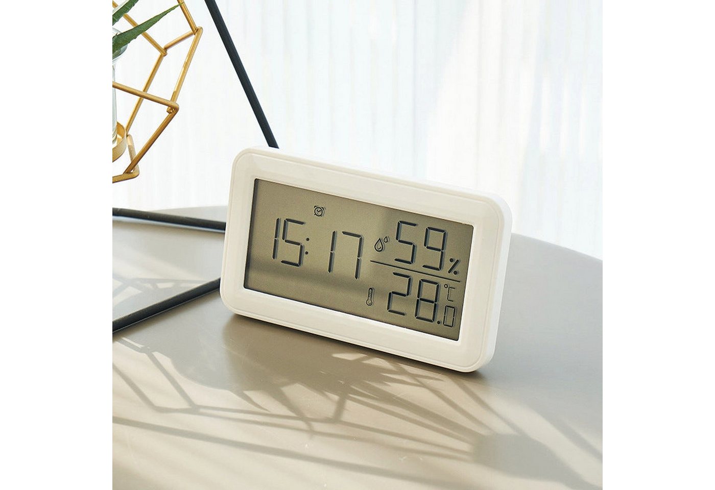 AUKUU Wecker Einfacher Einfacher Temperatur und Luftfeuchtigkeitswecker mit großem Display. LCD Nachttischuhr Design zum Aufhängen und von AUKUU