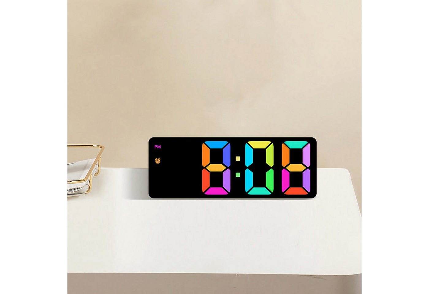 AUKUU Wecker Elektronische Elektronische Uhr mit RGB Farbwechsel einfacher multifunktionaler Wecker kreative Uhr große Bildschirmuhr von AUKUU