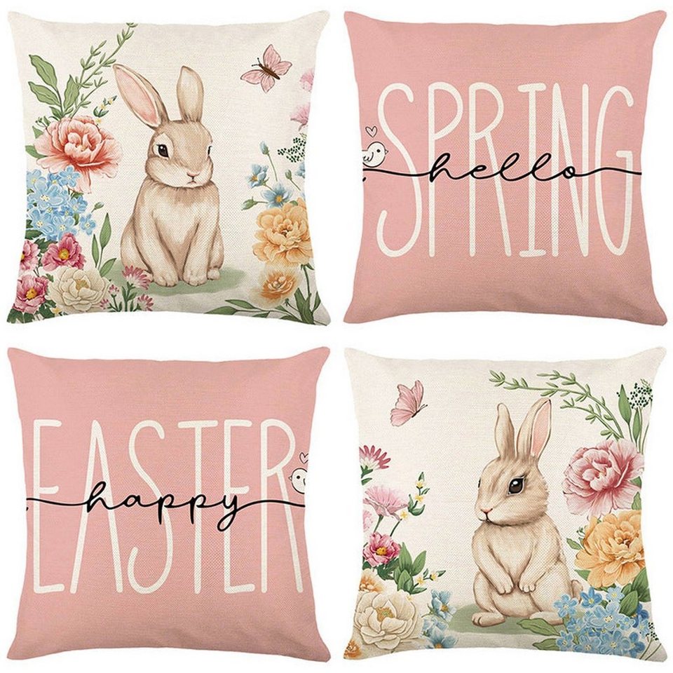 Kissenbezug Ostern-Kissenbezug Ostern-Kissenbezug Hasen-Aufdruck, AUKUU, Heim-Buchstabe Sofa-Kissenbezug 45 x 45 cm von AUKUU