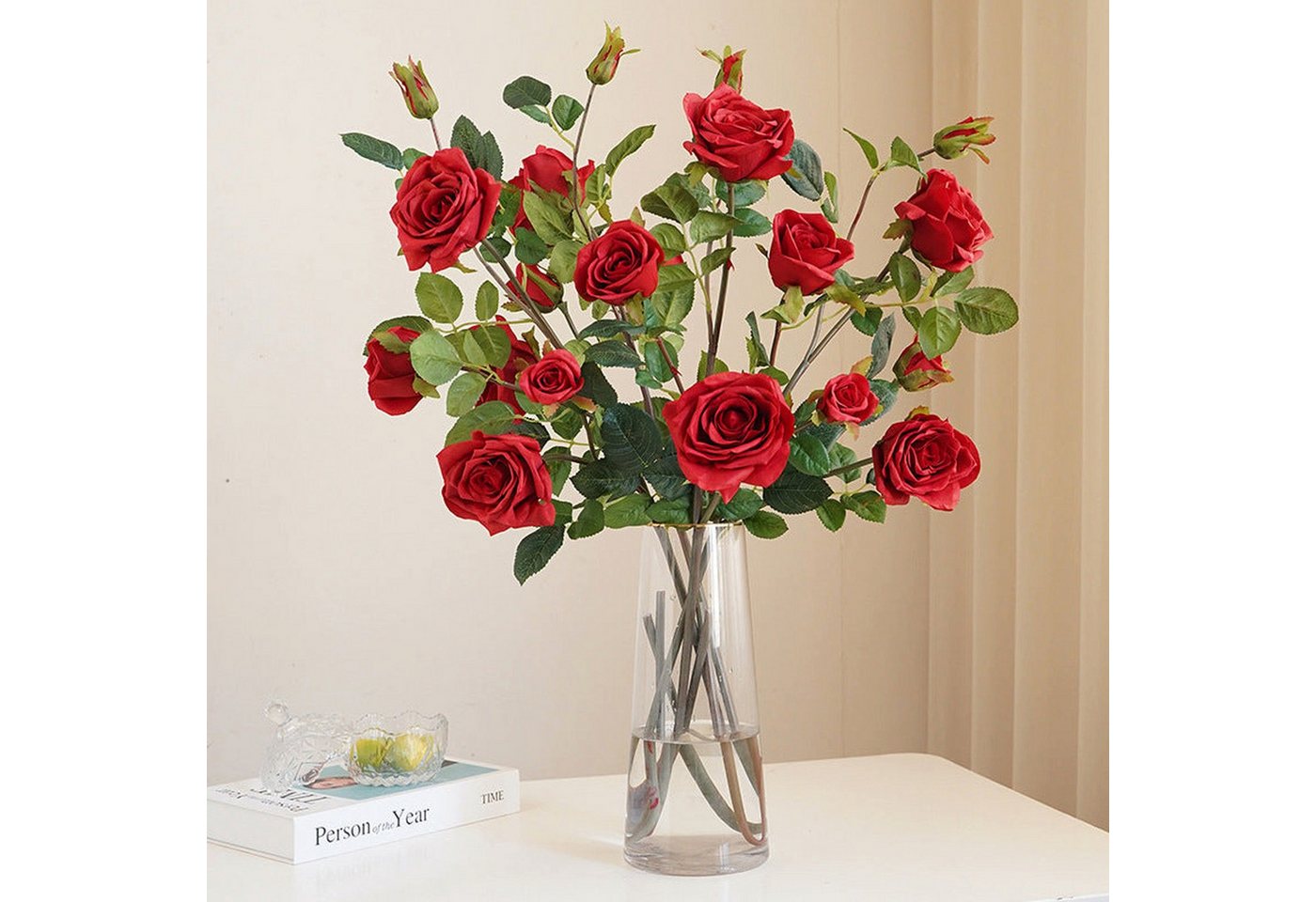 Kunstblumenstrauß Einzelne Einzelne 5 köpfige feuchtigkeitsspendende Rose, AUKUU, künstliche Blume Wohnzimmerdekoration künstliche Blume Rose von AUKUU