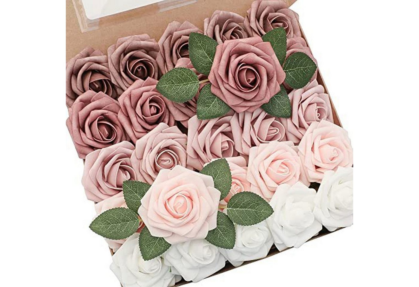 Kunstblumenstrauß Künstliche Künstliche Blumenrosen 25 echte Rosen mit Stielen, AUKUU, geeignet für die Heimdekoration von AUKUU