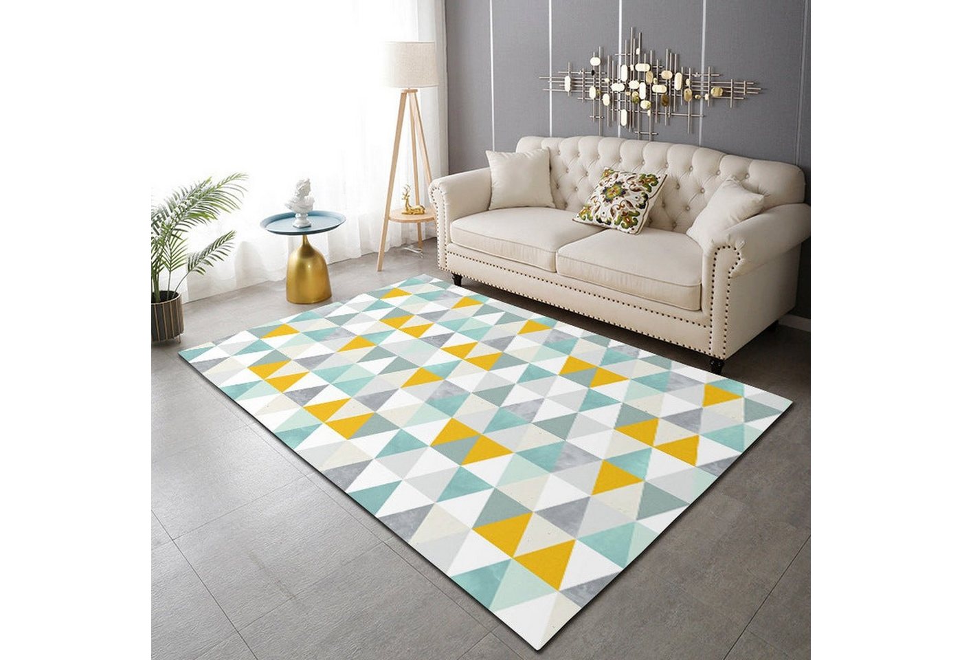 Teppich Modernes geometrisches bedrucktes Teppich - Ideal für Eingang, AUKUU, 60*90CM, Schlafzimmer, Wohnzimmer, Sofa und Couchtisch von AUKUU